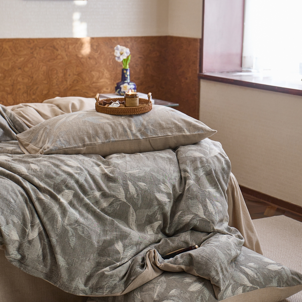 91家纺网 家纺一手货源 找家纺 （总）安莱生活 2026新品色织棉麻大提花四件套蔓藤浮雕复古被套床单床品