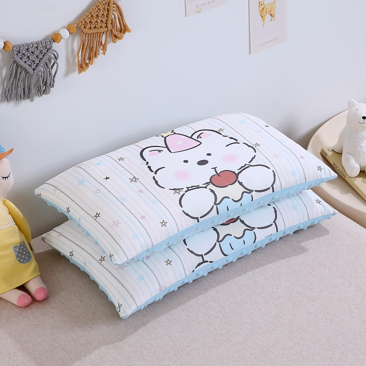 91家纺网 家纺一手货源 找家纺 （总）珍贝家纺 2026新款A面凉感丝+B面豆豆绒枕头枕套+枕芯儿童枕学生枕枕头枕芯