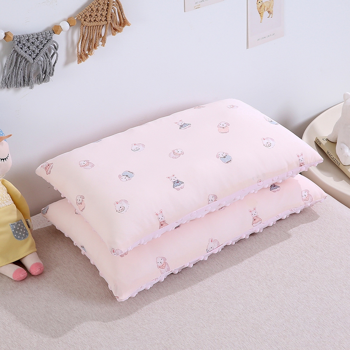 91家纺网 家纺一手货源 找家纺 （总）珍贝家纺 2026新款A面凉感丝+B面豆豆绒枕头枕套+枕芯儿童枕学生枕枕头枕芯