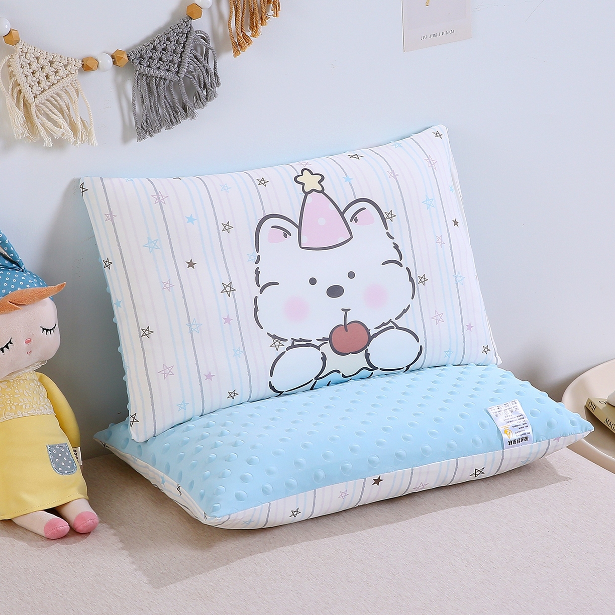 91家纺网 家纺一手货源 找家纺 珍贝家纺 2026新款A面凉感丝+B面豆豆绒枕头枕套+枕芯儿童枕学生枕枕头枕芯 凉感--西瓜地