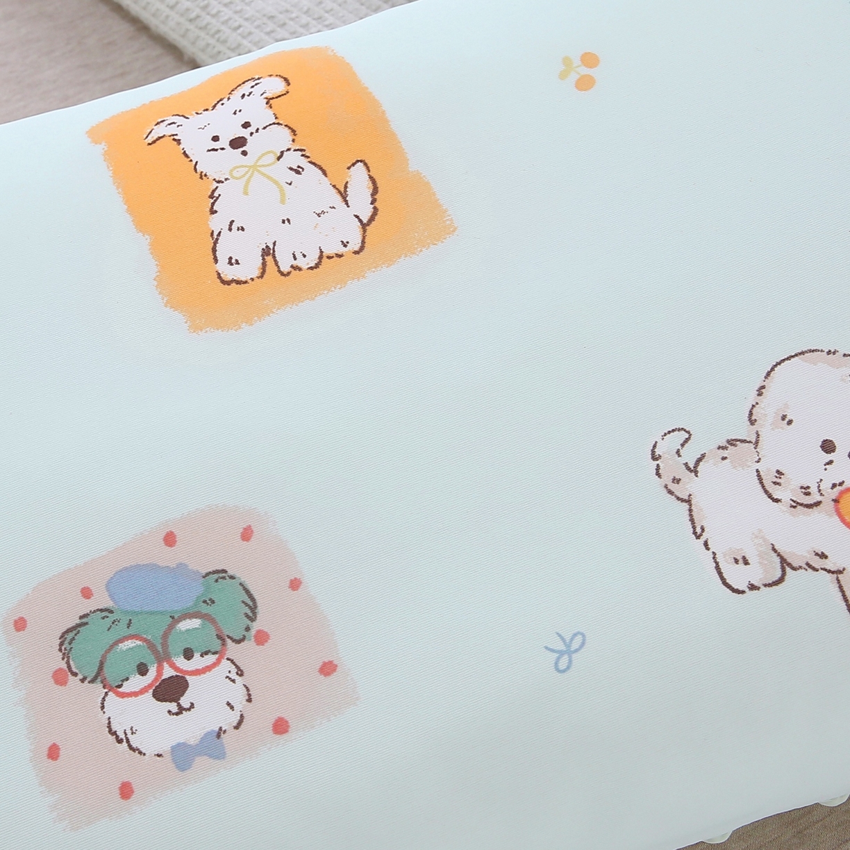 91家纺网 家纺一手货源 找家纺 珍贝家纺 2026新款A面凉感丝+B面豆豆绒枕头枕套+枕芯儿童枕学生枕枕头枕芯 凉感--快乐小狗