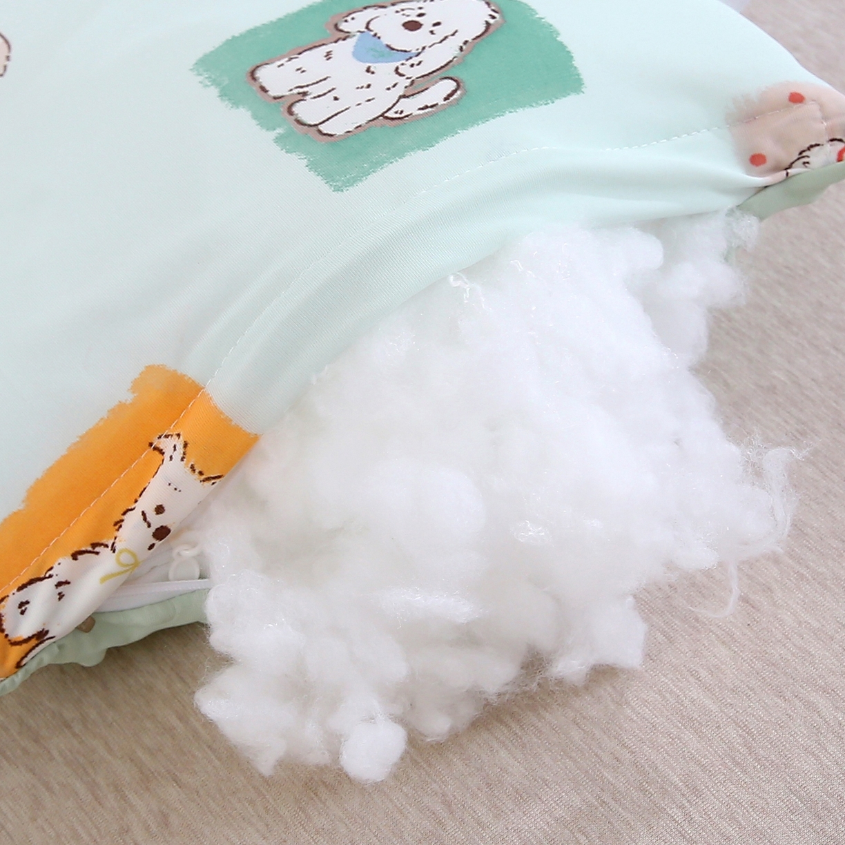 91家纺网 家纺一手货源 找家纺 珍贝家纺 2026新款A面凉感丝+B面豆豆绒枕头枕套+枕芯儿童枕学生枕枕头枕芯 凉感--快乐小狗