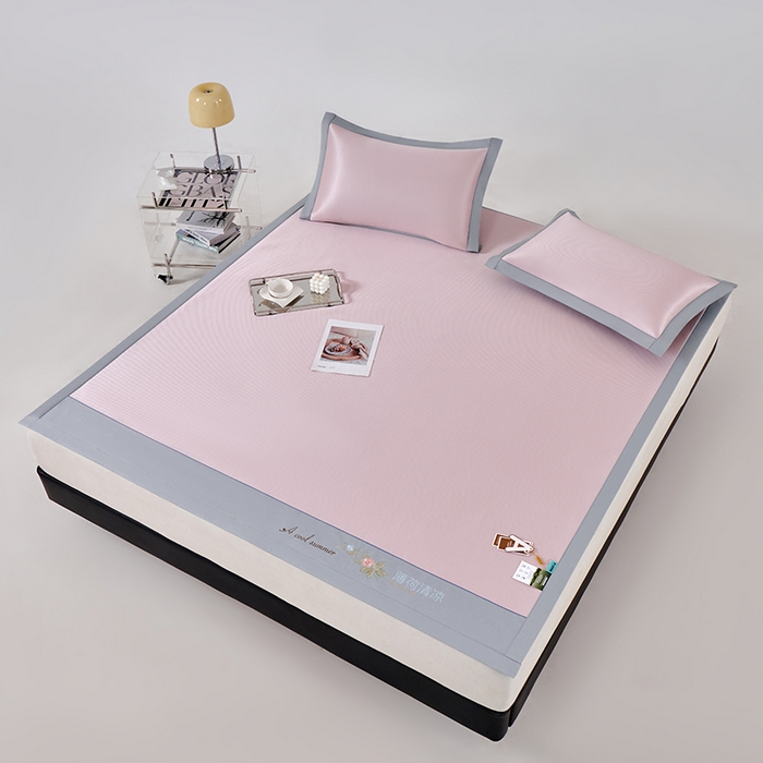 91家纺网 家纺一手货源 找家纺 小牛席业 2026春夏新款双PE高凉感-薄荷清凉冰丝席席子凉席 粉色