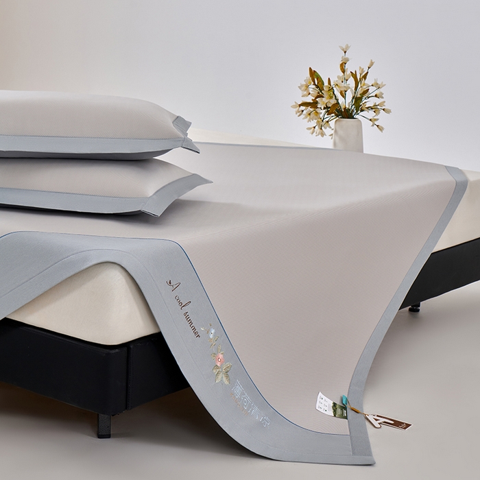 91家纺网 家纺一手货源 找家纺 小牛席业 2026春夏新款双PE高凉感-薄荷清凉冰丝席席子凉席 香槟