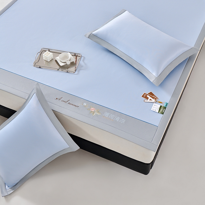 91家纺网 家纺一手货源 找家纺 小牛席业 2026春夏新款双PE高凉感-薄荷清凉冰丝席席子凉席 蓝色