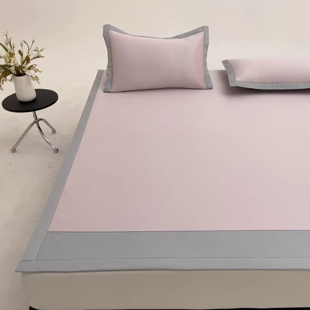 91家纺网 家纺一手货源 找家纺 小牛席业 2026春夏新款双PE高凉感-薄荷清凉冰丝席席子凉席 粉色