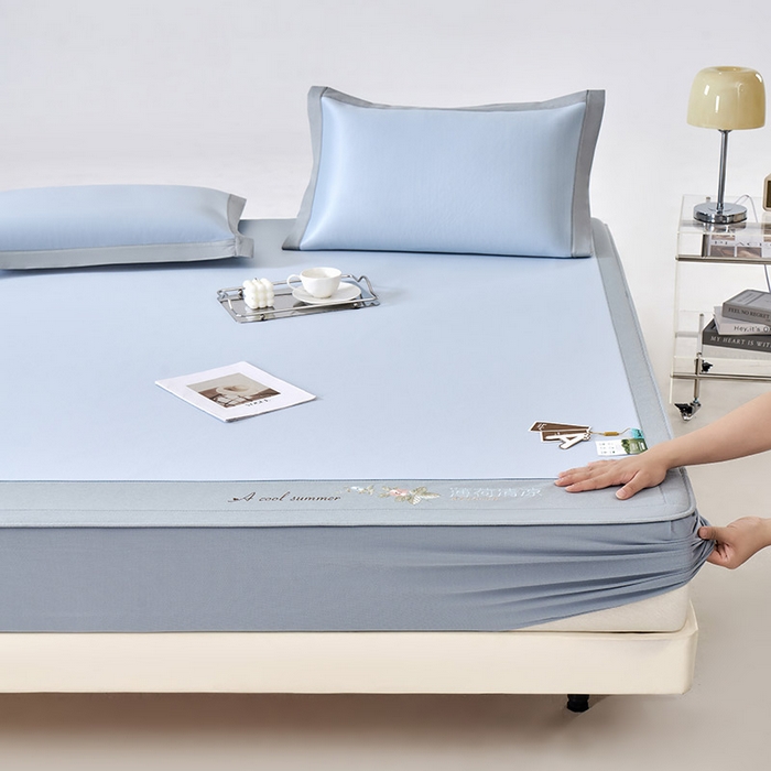 91家纺网 家纺一手货源 找家纺 （总）小牛席业 2026春夏新款双PE高凉感-薄荷清凉冰丝席席子凉席-床笠款