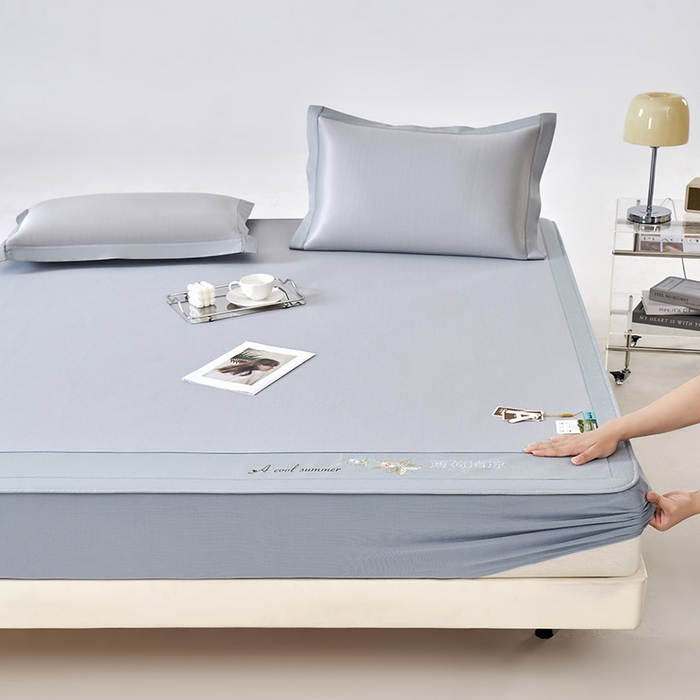 91家纺网 家纺一手货源 找家纺 （总）小牛席业 2026春夏新款双PE高凉感-薄荷清凉冰丝席席子凉席-床笠款