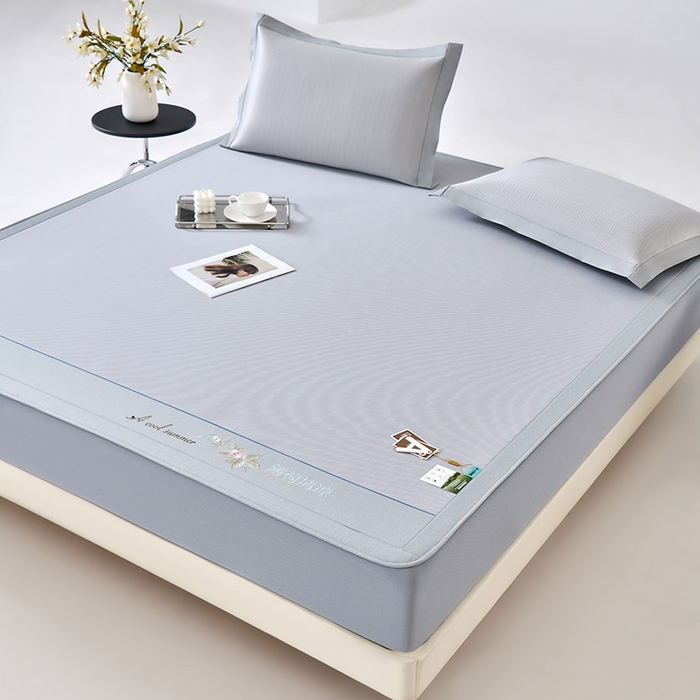 91家纺网 家纺一手货源 找家纺 小牛席业 2026春夏新款双PE高凉感-薄荷清凉冰丝席席子凉席-床笠款 灰色