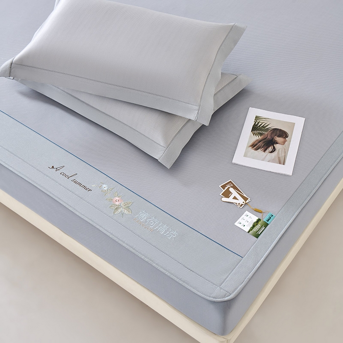 91家纺网 家纺一手货源 找家纺 小牛席业 2026春夏新款双PE高凉感-薄荷清凉冰丝席席子凉席-床笠款 灰色