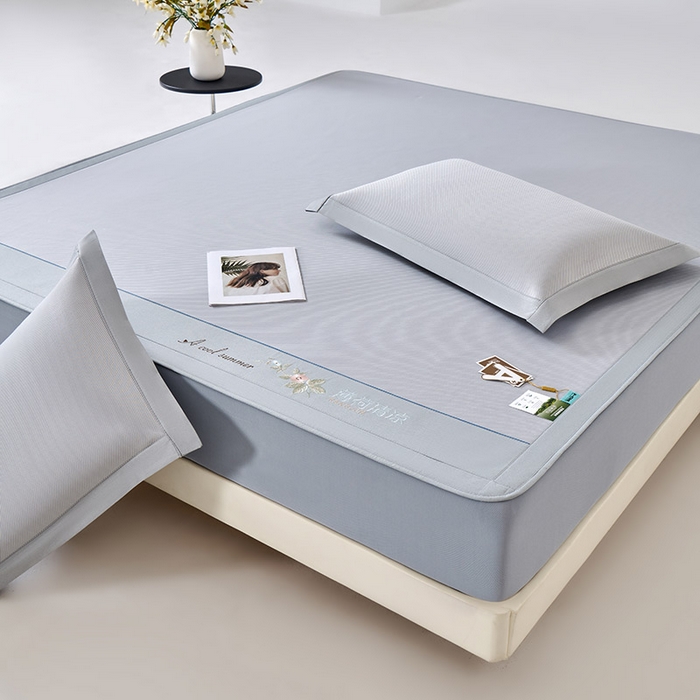 91家纺网 家纺一手货源 找家纺 小牛席业 2026春夏新款双PE高凉感-薄荷清凉冰丝席席子凉席-床笠款 灰色