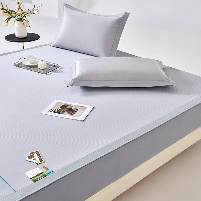 91家纺网 家纺一手货源 找家纺 小牛席业 2026春夏新款双PE高凉感-薄荷清凉冰丝席席子凉席-床笠款 灰色