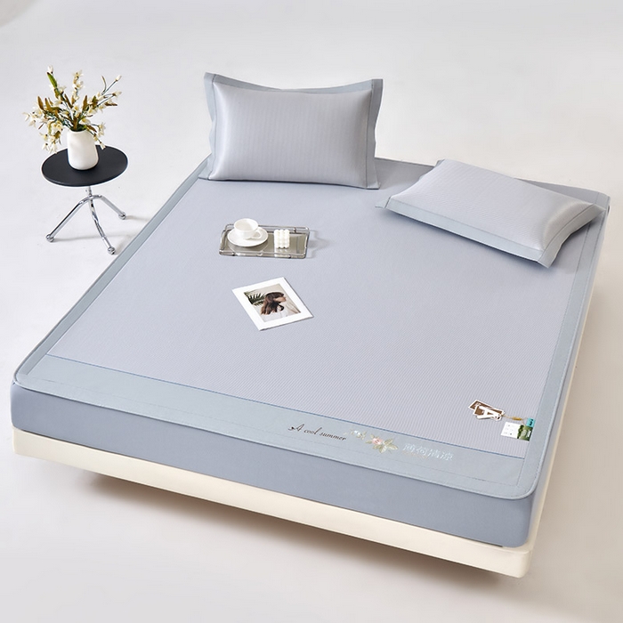 91家纺网 家纺一手货源 找家纺 小牛席业 2026春夏新款双PE高凉感-薄荷清凉冰丝席席子凉席-床笠款 灰色