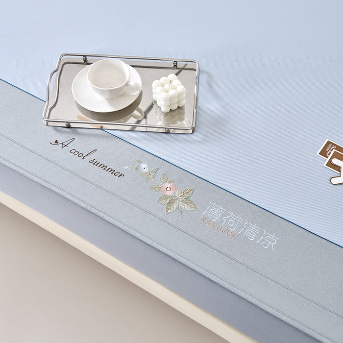 91家纺网 家纺一手货源 找家纺 小牛席业 2026春夏新款双PE高凉感-薄荷清凉冰丝席席子凉席-床笠款 蓝色