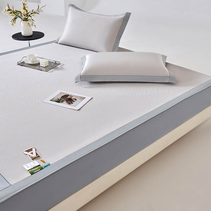 91家纺网 家纺一手货源 找家纺 小牛席业 2026春夏新款双PE高凉感-薄荷清凉冰丝席席子凉席-床笠款 香槟