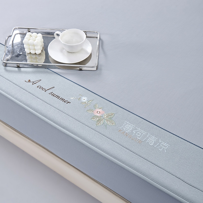 91家纺网 家纺一手货源 找家纺 小牛席业 2026春夏新款双PE高凉感-薄荷清凉冰丝席席子凉席-床笠款 灰色