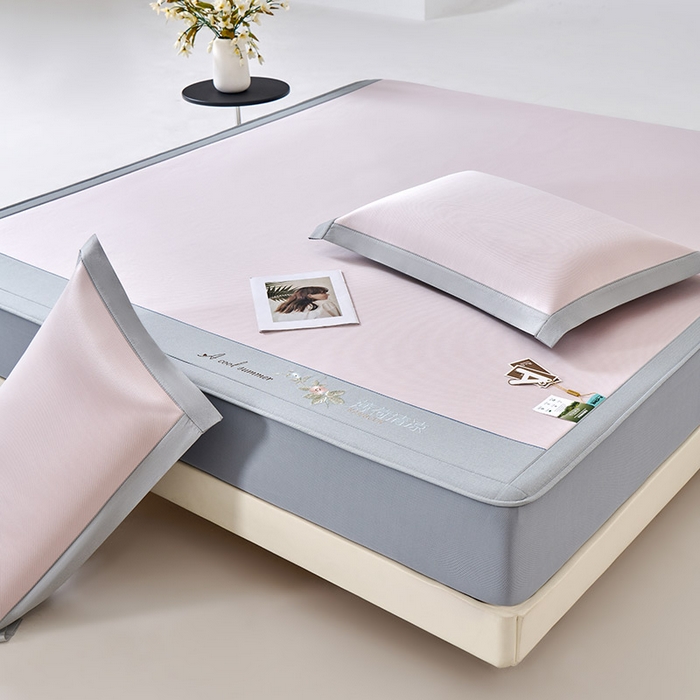 91家纺网 家纺一手货源 找家纺 小牛席业 2026春夏新款双PE高凉感-薄荷清凉冰丝席席子凉席-床笠款 粉色