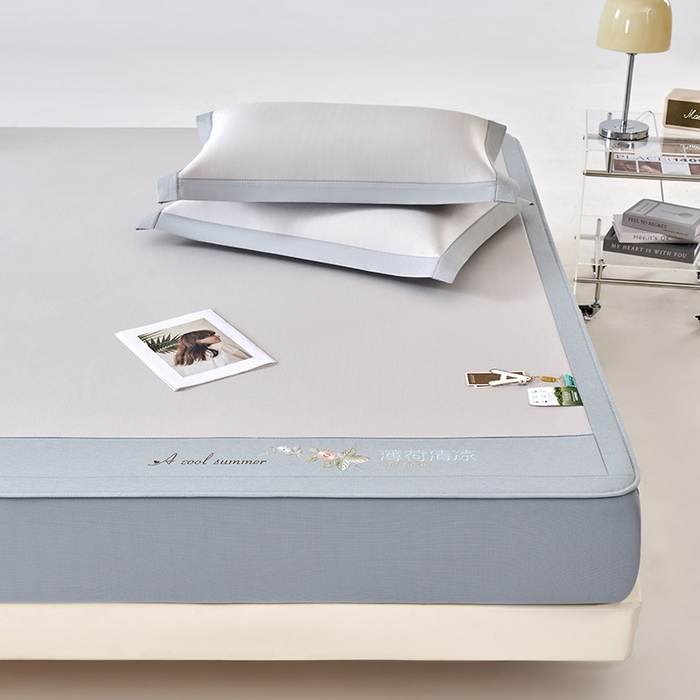 91家纺网 家纺一手货源 找家纺 小牛席业 2026春夏新款双PE高凉感-薄荷清凉冰丝席席子凉席-床笠款 香槟