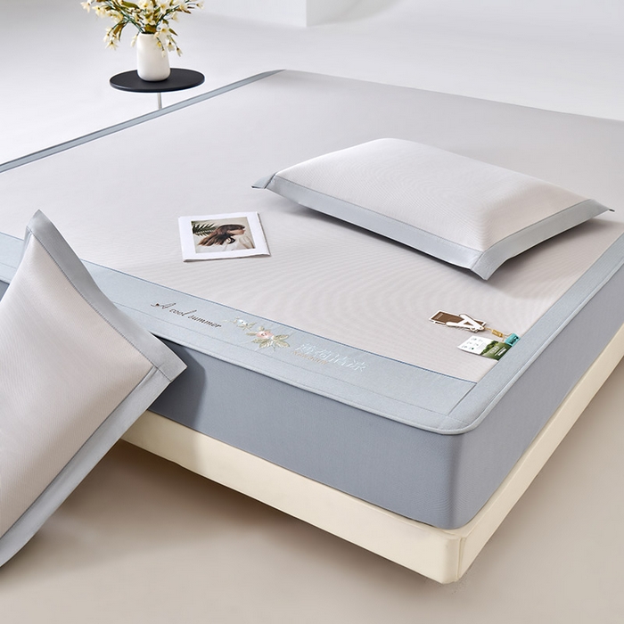 91家纺网 家纺一手货源 找家纺 小牛席业 2026春夏新款双PE高凉感-薄荷清凉冰丝席席子凉席-床笠款 香槟