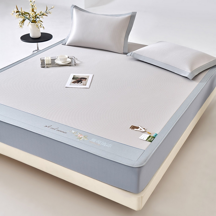 91家纺网 家纺一手货源 找家纺 小牛席业 2026春夏新款双PE高凉感-薄荷清凉冰丝席席子凉席-床笠款 香槟