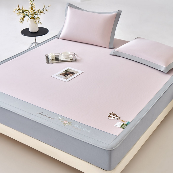 91家纺网 家纺一手货源 找家纺 小牛席业 2026春夏新款双PE高凉感-薄荷清凉冰丝席席子凉席-床笠款 粉色