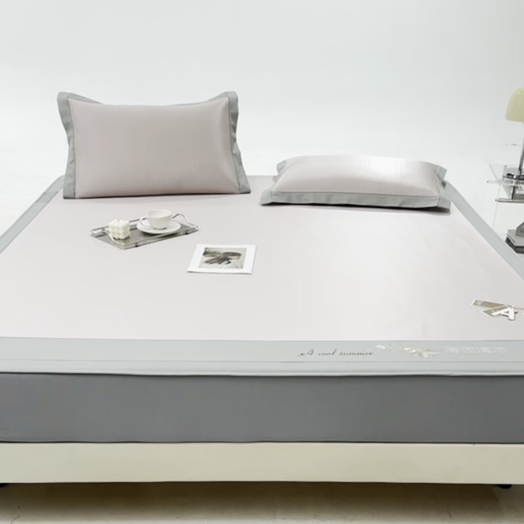 91家纺网 家纺一手货源 找家纺 小牛席业 2026春夏新款双PE高凉感-薄荷清凉冰丝席席子凉席-床笠款 粉色