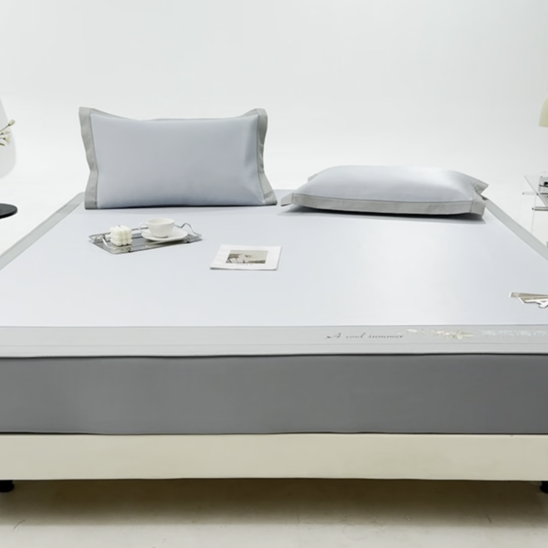 91家纺网 家纺一手货源 找家纺 小牛席业 2026春夏新款双PE高凉感-薄荷清凉冰丝席席子凉席-床笠款 蓝色