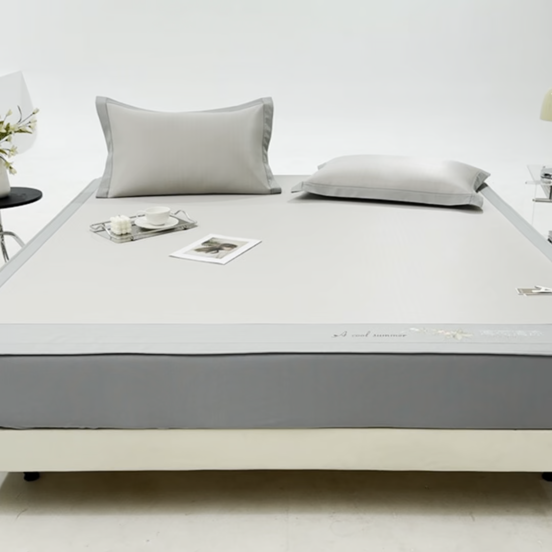 91家纺网 家纺一手货源 找家纺 小牛席业 2026春夏新款双PE高凉感-薄荷清凉冰丝席席子凉席-床笠款 香槟