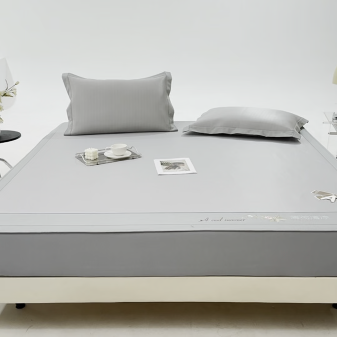 91家纺网 家纺一手货源 找家纺 小牛席业 2026春夏新款双PE高凉感-薄荷清凉冰丝席席子凉席-床笠款 灰色