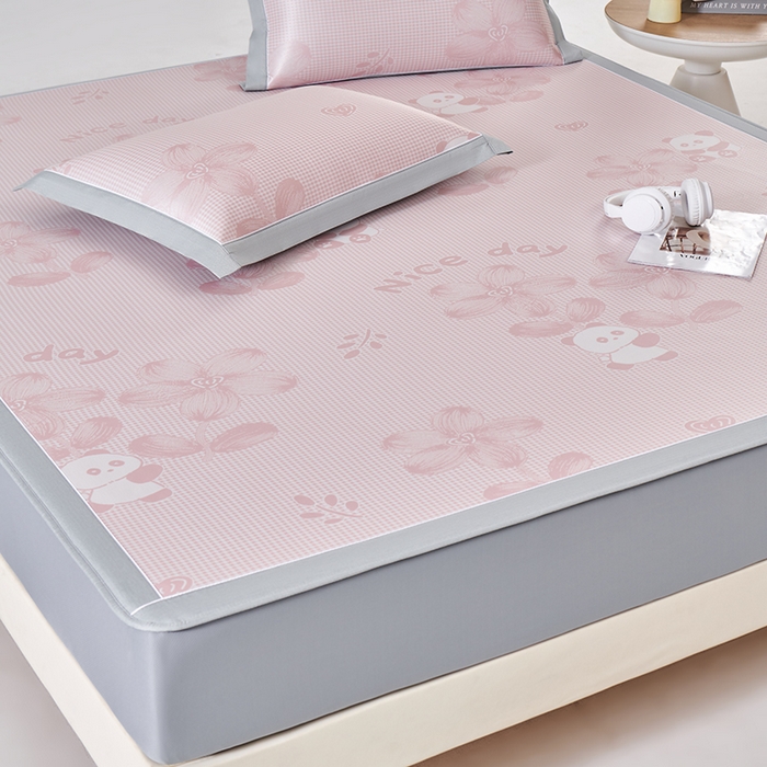 91家纺网 家纺一手货源 找家纺 （总）小牛席业 2026新款胖达凉感提花冰丝席席子凉席-床笠款