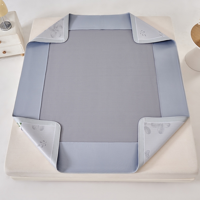 91家纺网 家纺一手货源 找家纺 小牛席业 2026新款胖达凉感提花冰丝席席子凉席-床笠款 灰色