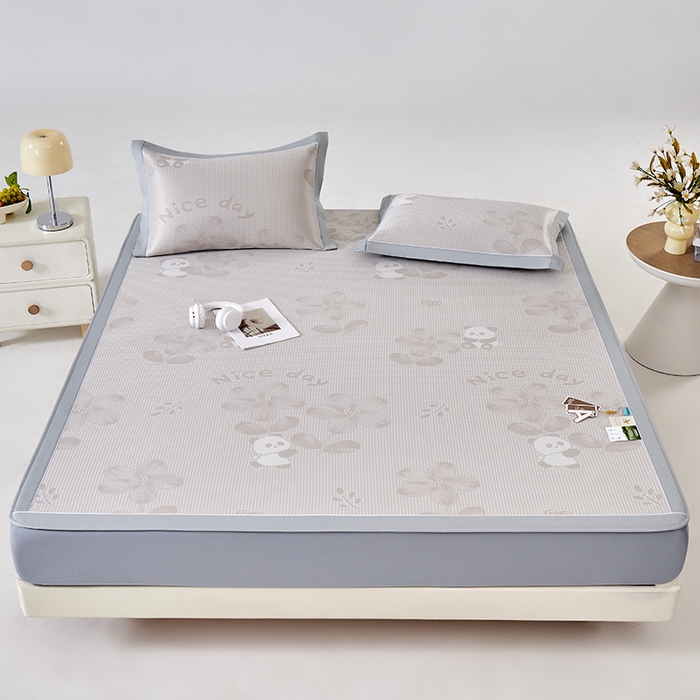 91家纺网 家纺一手货源 找家纺 小牛席业 2026新款胖达凉感提花冰丝席席子凉席-床笠款 香槟