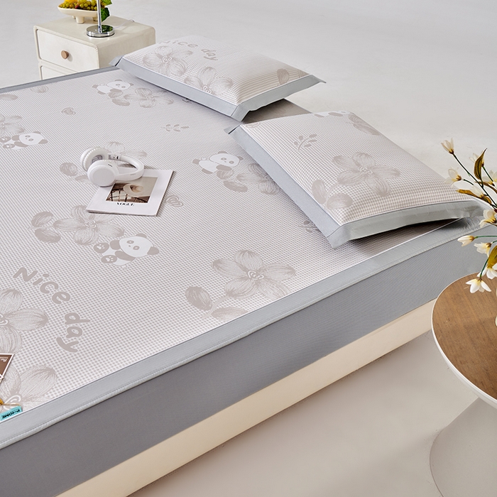 91家纺网 家纺一手货源 找家纺 小牛席业 2026新款胖达凉感提花冰丝席席子凉席-床笠款 香槟