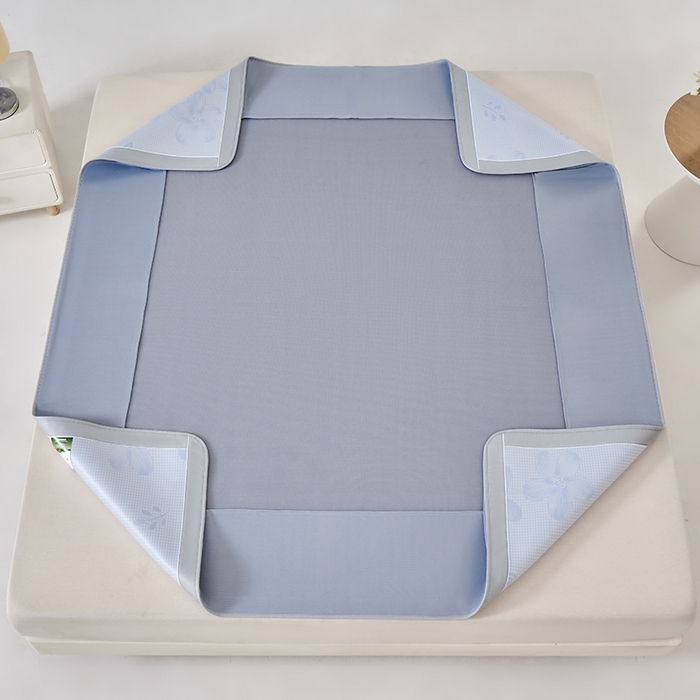 91家纺网 家纺一手货源 找家纺 小牛席业 2026新款胖达凉感提花冰丝席席子凉席-床笠款 蓝色