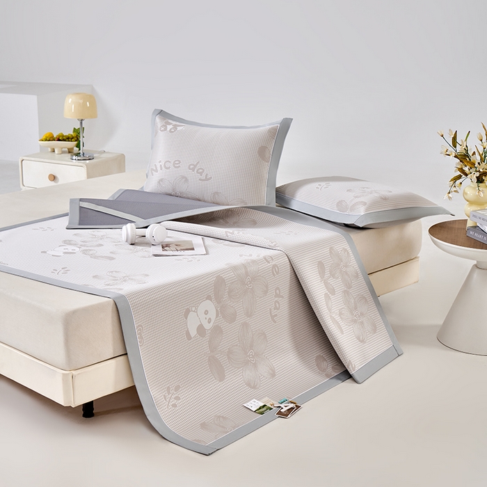 91家纺网 家纺一手货源 找家纺 （总）小牛席业 2026新款胖达凉感提花冰丝席席子凉席