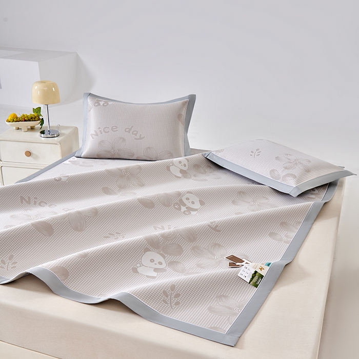 91家纺网 家纺一手货源 找家纺 （总）小牛席业 2026新款胖达凉感提花冰丝席席子凉席