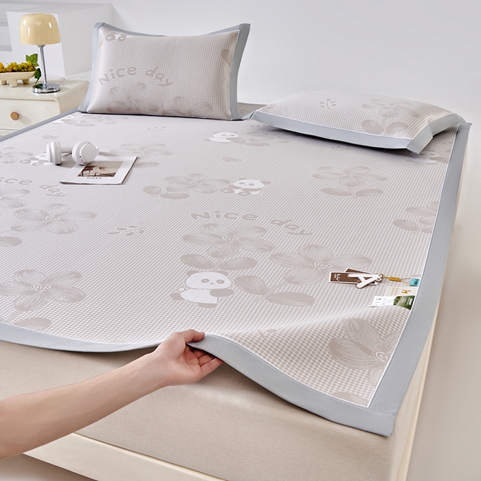 91家纺网 家纺一手货源 找家纺 （总）小牛席业 2026新款胖达凉感提花冰丝席席子凉席