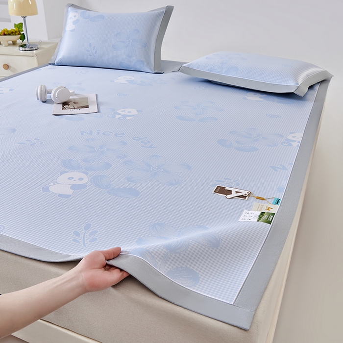 91家纺网 家纺一手货源 找家纺 （总）小牛席业 2026新款胖达凉感提花冰丝席席子凉席