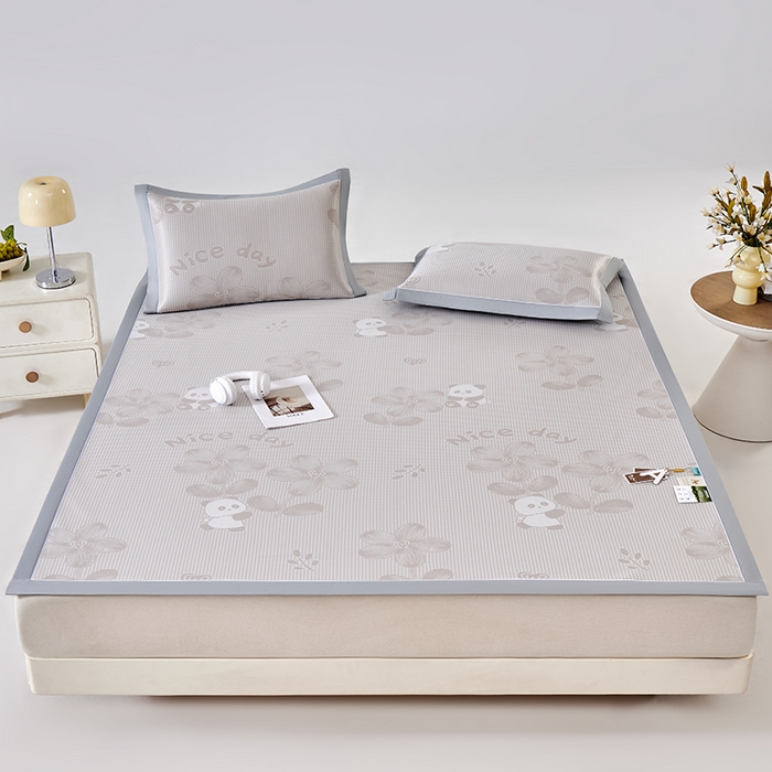 91家纺网 家纺一手货源 找家纺 小牛席业 2026新款胖达凉感提花冰丝席席子凉席 香槟