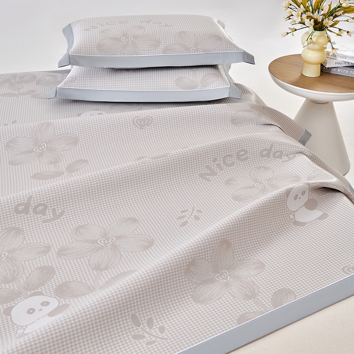 91家纺网 家纺一手货源 找家纺 小牛席业 2026新款胖达凉感提花冰丝席席子凉席 香槟