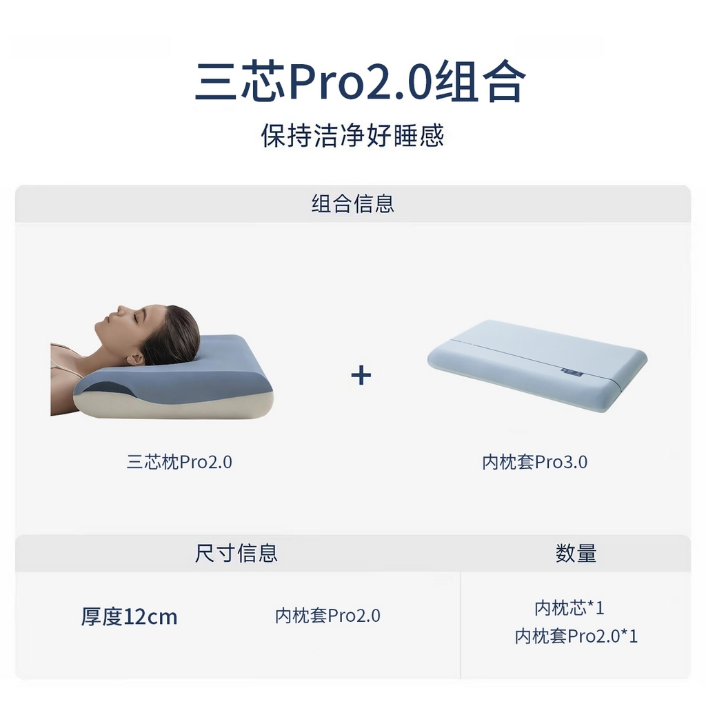91家纺网 家纺一手货源 找家纺 （总）熙朵梦家纺 【某朵同款Pro深睡枕】2026新款零压力慢回弹护颈枕头 双拼记忆枕 枕芯【单芯-双芯-三芯】主图二
