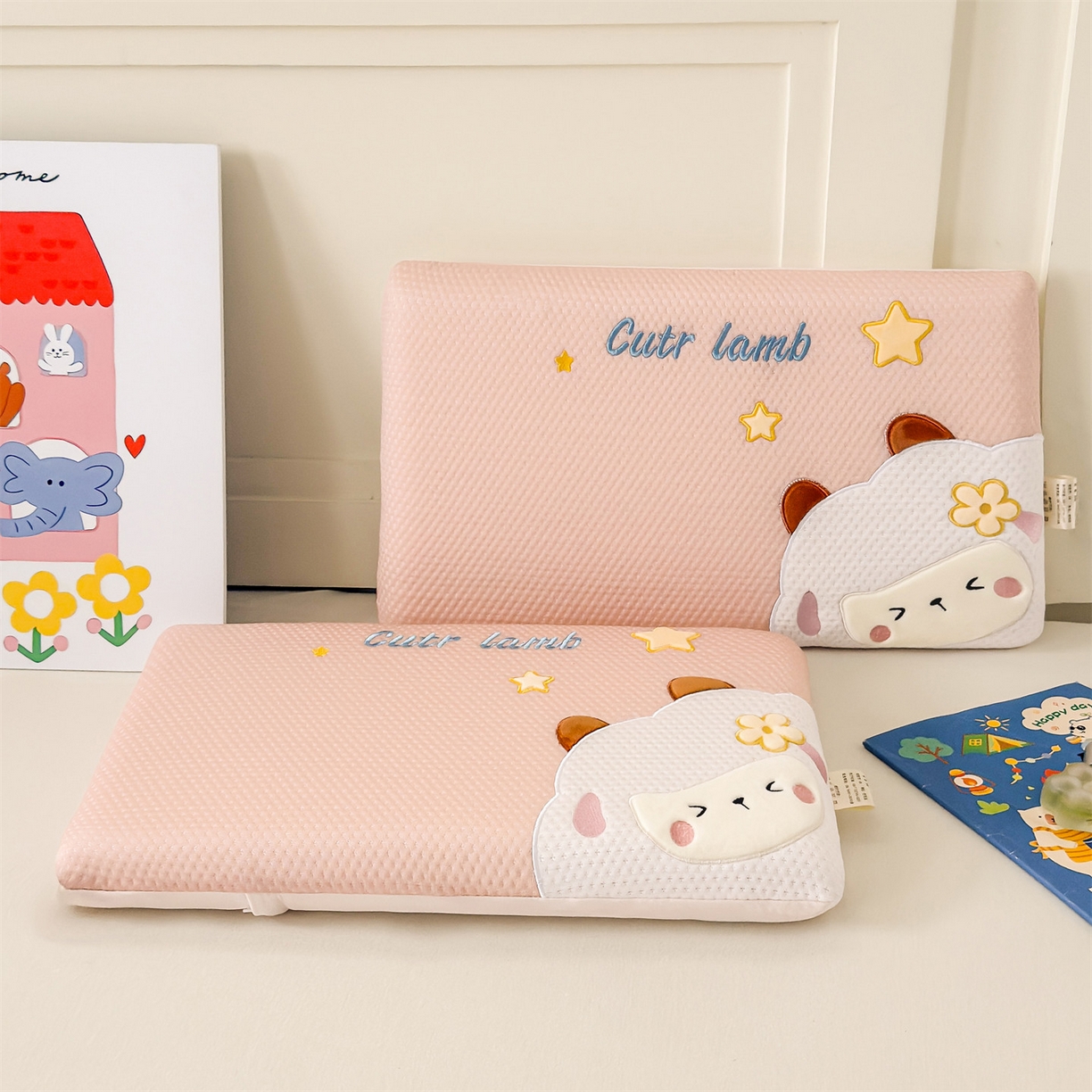 91家纺网 家纺一手货源 找家纺 麦肯锡 2026新款小绵羊卡通面包记忆枕枕头枕芯 小绵羊-粉色