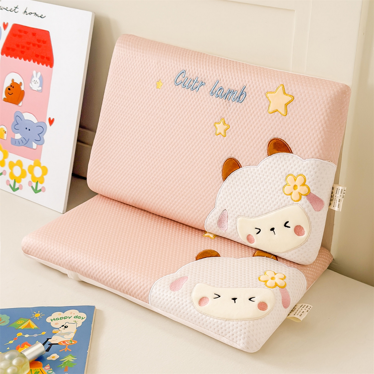 91家纺网 家纺一手货源 找家纺 麦肯锡 2026新款小绵羊卡通面包记忆枕枕头枕芯 小绵羊-粉色
