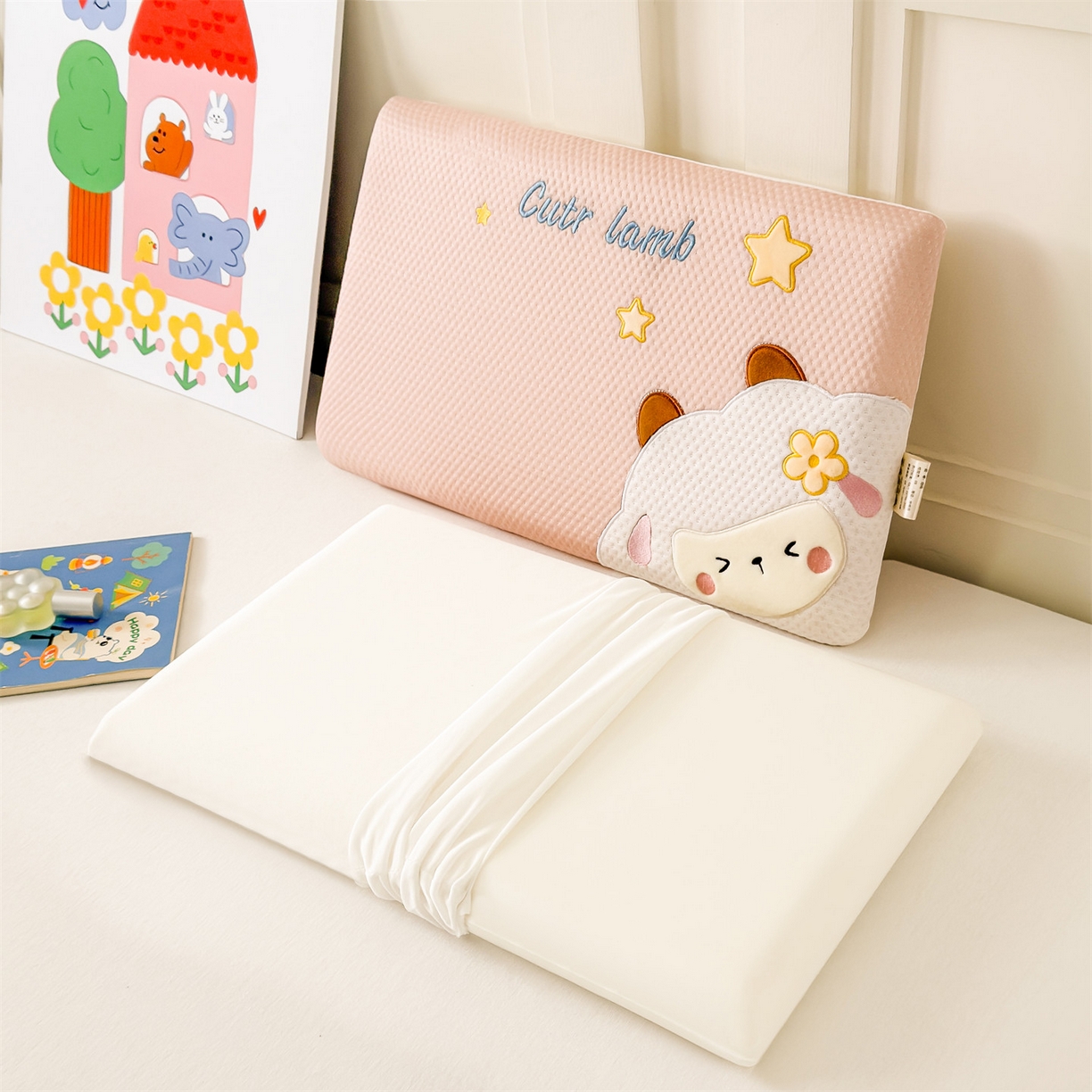 91家纺网 家纺一手货源 找家纺 麦肯锡 2026新款小绵羊卡通面包记忆枕枕头枕芯 小绵羊-粉色