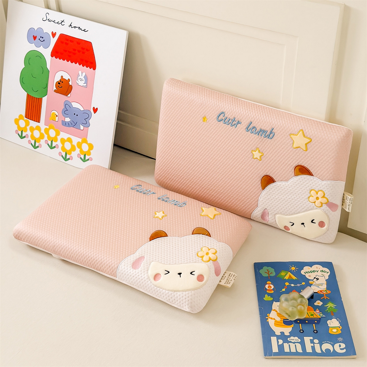 91家纺网 家纺一手货源 找家纺 麦肯锡 2026新款小绵羊卡通面包记忆枕枕头枕芯 小绵羊-粉色