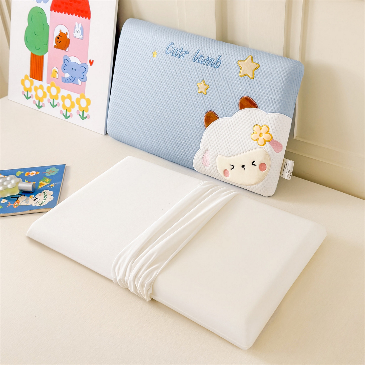 91家纺网 家纺一手货源 找家纺 麦肯锡 2026新款小绵羊卡通面包记忆枕枕头枕芯 小绵羊-蓝色