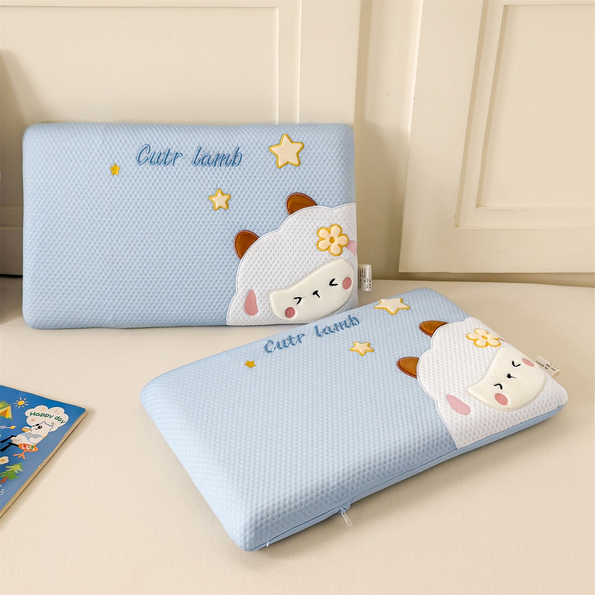 91家纺网 家纺一手货源 找家纺 麦肯锡 2026新款小绵羊卡通面包记忆枕枕头枕芯 小绵羊-蓝色