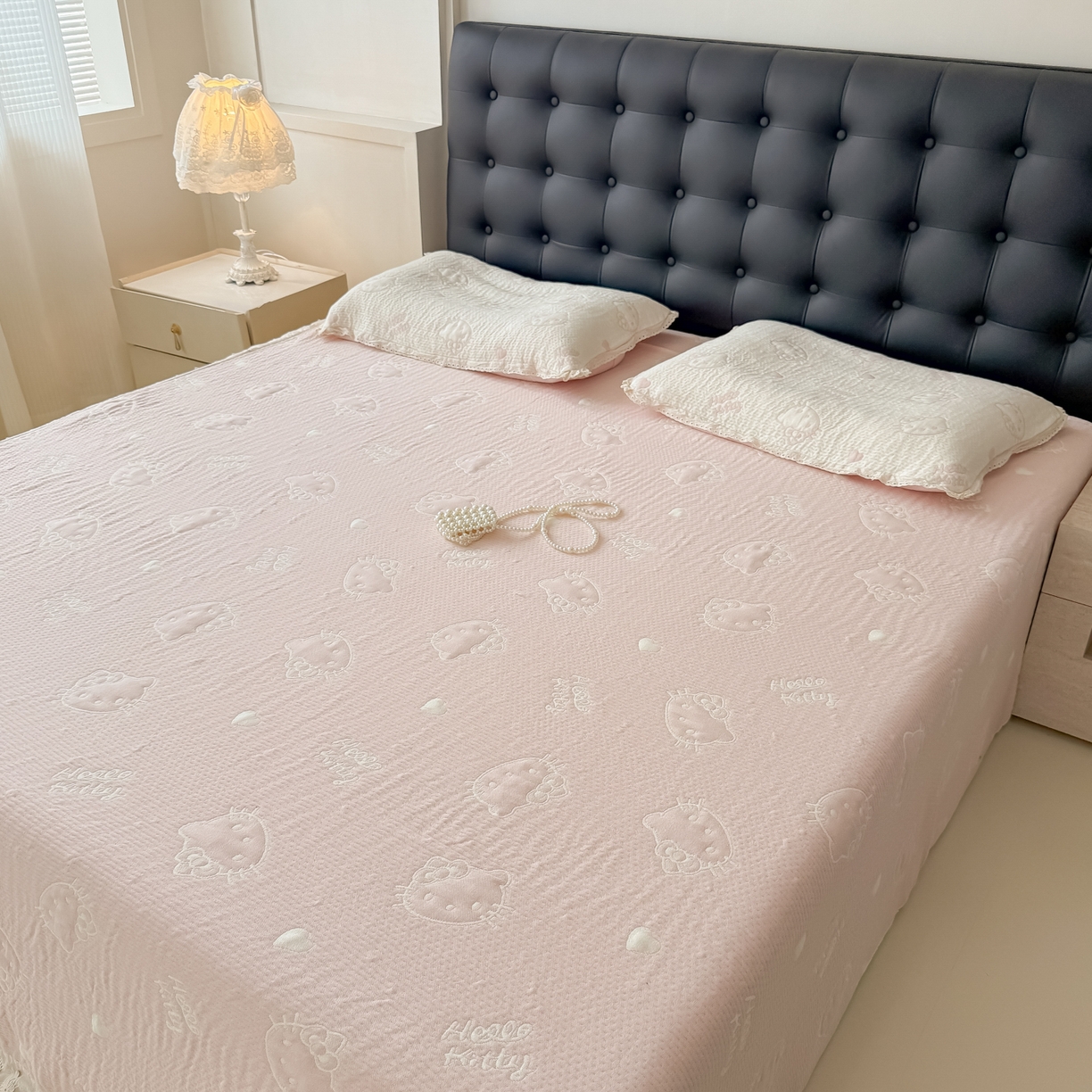 91家纺网 家纺一手货源 找家纺 （总）盼季家纺 2026新款A类木棉皱皱纱床盖夏被四件套场景一-奶盖KT