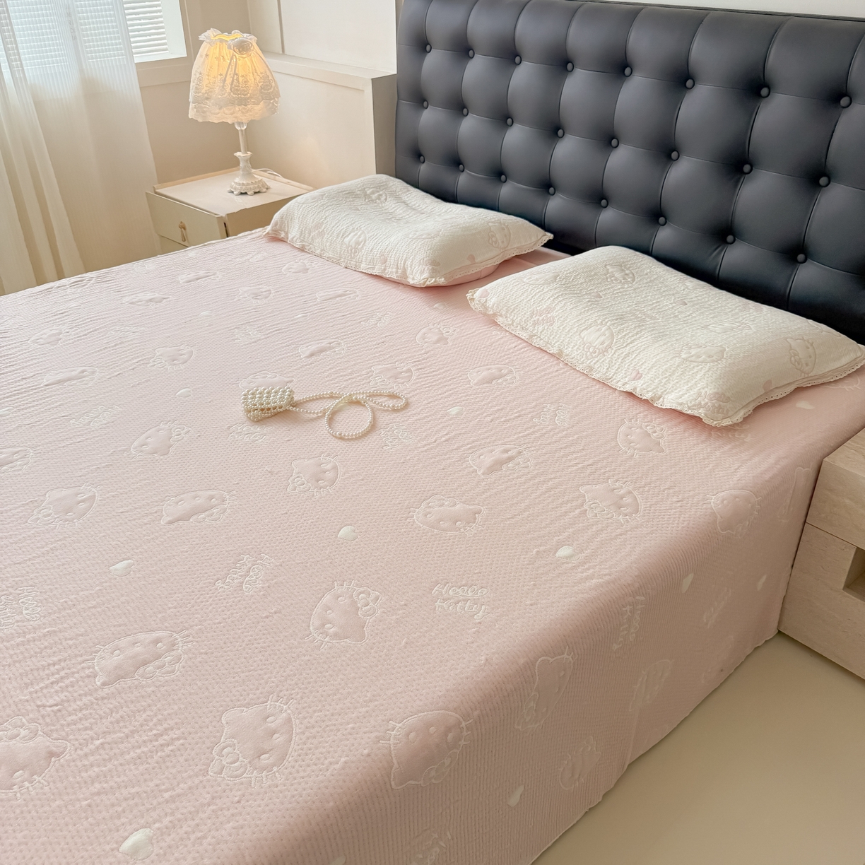 91家纺网 家纺一手货源 找家纺 （总）盼季家纺 2026新款A类木棉皱皱纱床盖夏被四件套场景一-奶盖KT