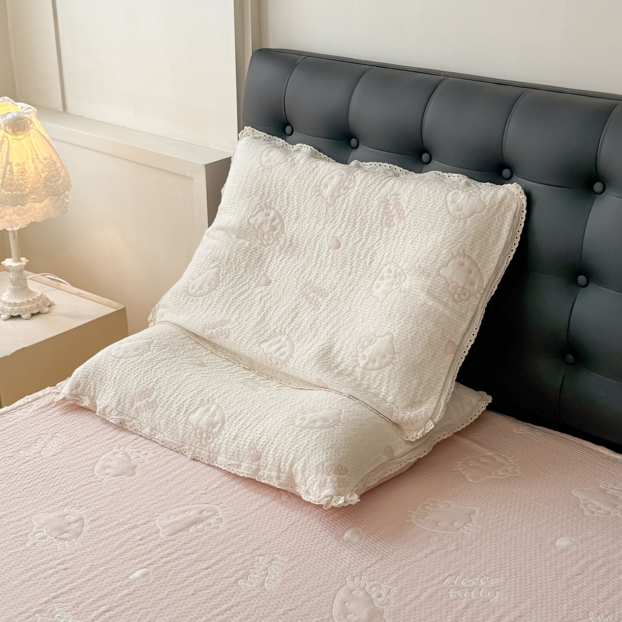 91家纺网 家纺一手货源 找家纺 （总）盼季家纺 2026新款A类木棉皱皱纱床盖夏被四件套场景一-奶盖KT